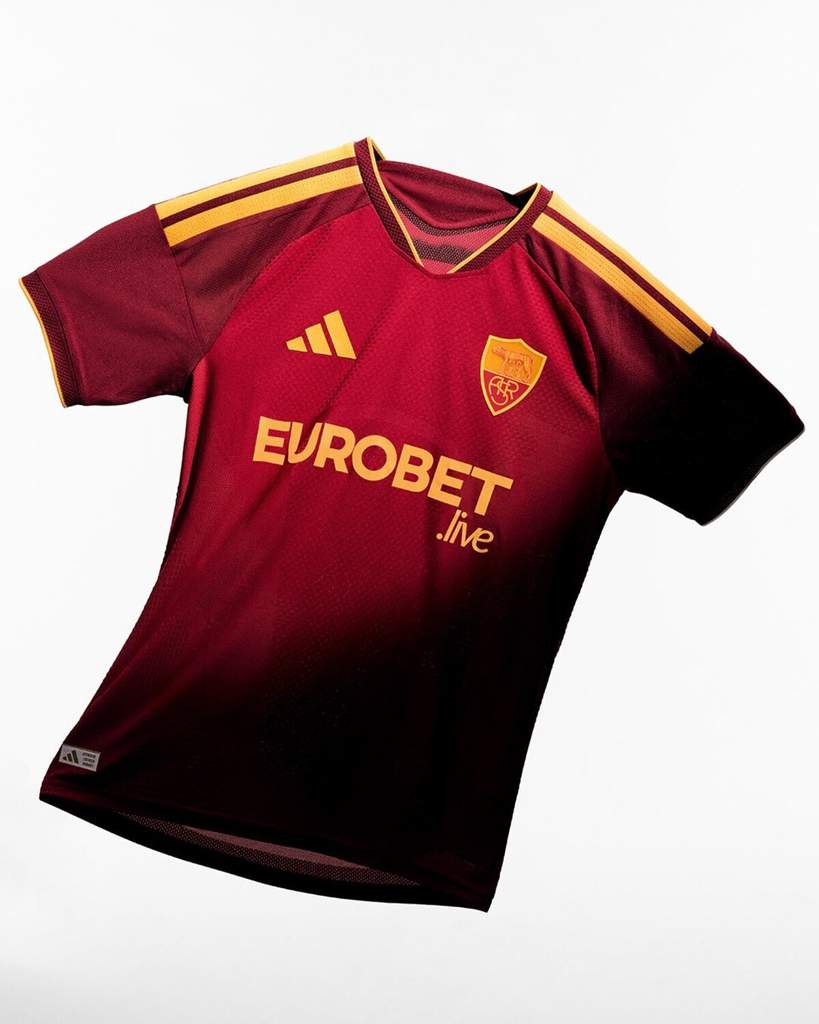 Jersey kandang baru AS Roma dan adidas musim 2026-27 warna merah kuning