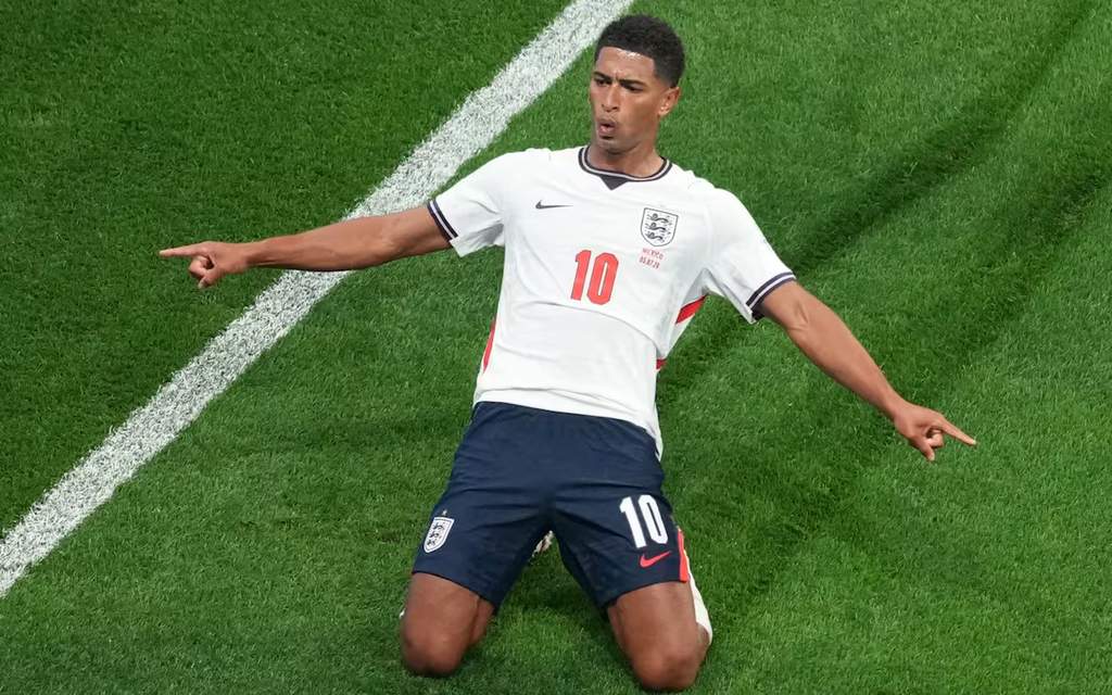 Aksi Jude Bellingham saat membawa Inggris menang 3-2 atas Meksiko di Piala Dunia 2026