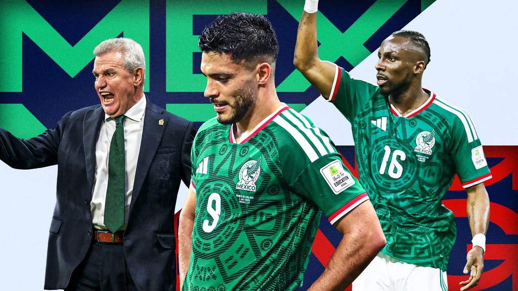 Aksi Julián Quiñones saat membela Meksiko melawan Inggris di babak gugur Piala Dunia
